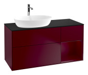 Тумба под раковину Villeroy & Boch Finion 120х50,1 см с подсветкой МДФ пион матовый лак/стекло черное матовое G812HBHB