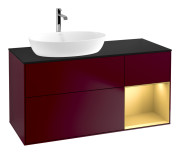 Тумба под раковину Villeroy & Boch Finion 120х50,1 см с подсветкой МДФ пион матовый лак/стекло черное матовое G812HFHB