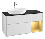 Тумба под раковину Villeroy & Boch Finion 120х50,1 см с подсветкой МДФ белый матовый лак/стекло черное матовое G812HFMT