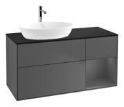 Тумба під раковину Villeroy & Boch Finion 120х50,1 см із підсвічуванням МДФ антрацит матовий лак/скло чорне матове G812GKGK