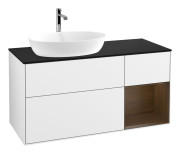 Тумба під раковину Villeroy & Boch Finion 120х50,1 см із підсвічуванням МДФ білий глянцевий лак/скло чорне матове G812GNGF