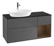 Тумба под раковину Villeroy & Boch Finion 120х50,1 см с подсветкой МДФ антрацит матовый лак/стекло черное матовое G812GNGK