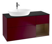 Тумба під раковину Villeroy & Boch Finion 120х50,1 см із підсвічуванням МДФ півонія матовий лак/скло чорне матове G812GNHB