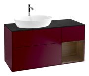 Тумба під раковину Villeroy & Boch Finion 120х50,1 см із підсвічуванням МДФ півонія матовий лак/скло чорне матове G812GNHB