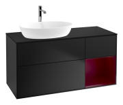 Тумба під раковину Villeroy & Boch Finion 120х50,1 см із підсвічуванням МДФ чорний матовий лак/скло чорне матове G812HBPD