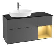 Тумба под раковину Villeroy & Boch Finion 120х50,1 см с подсветкой МДФ антрацит матовый лак/стекло черное матовое G812HFGK