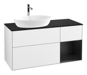 Тумба под раковину Villeroy & Boch Finion 120х50,1 см с подсветкой МДФ глянцевый белый лак/стекло черное матовое G812PDGF