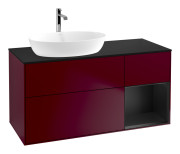 Тумба под раковину Villeroy & Boch Finion 120х50,1 см с подсветкой МДФ пион матовый лак/стекло черное матовое G812PDHB