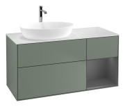 Тумба под раковину Villeroy & Boch Finion 120х50,1 см с подсветкой МДФ оливковый матовый лак/стекло белое матовое G811GKGM