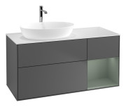 Тумба под раковину Villeroy & Boch Finion 120х50,1 см с подсветкой МДФ антрацит матовый лак/стекло белое матовое G811GMGK