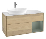 Тумба під раковину Villeroy & Boch Finion 120х50,1 см із підсвічуванням МДФ шпон дуба/скло біле матове G811GMPC