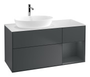 Тумба под раковину Villeroy & Boch Finion 120х50,1 см с подсветкой МДФ темно-синий матовый лак/стекло белое матовое G811HGHG