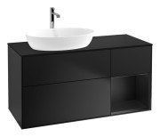 Тумба під раковину Villeroy & Boch Finion 120х50,1 см із підсвічуванням МДФ чорний матовий лак/скло чорне матове G812PDPD