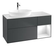 Тумба под раковину Villeroy & Boch Finion 120х50,1 см с подсветкой МДФ темно-синий матовый лак/стекло белое матовое G811GFHG
