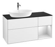 Тумба під раковину Villeroy & Boch Finion 120х50,1 см із підсвічуванням МДФ білий глянцевий лак/скло чорне матове G812MTGF