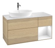 Тумба під раковину Villeroy & Boch Finion 120х50,1 см із підсвічуванням МДФ шпон дуба/скло біле матове G811GFPC