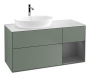 Тумба під раковину Villeroy & Boch Finion 120х50,1 см із підсвічуванням МДФ оливковий матовий лак/скло біле матове G811GKGM