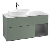 Тумба під раковину Villeroy & Boch Finion 120х50,1 см із підсвічуванням МДФ оливковий матовий лак/скло біле матове G811GKGM