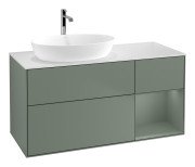 Тумба під раковину Villeroy & Boch Finion 120х50,1 см із підсвічуванням МДФ оливковий матовий лак/скло біле матове G811GMGM