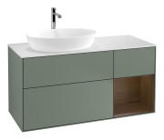 Тумба под раковину Villeroy & Boch Finion 120х50,1 см с подсветкой МДФ оливковый матовый лак/стекло белое матовое G811GNGM