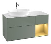 Тумба под раковину Villeroy & Boch Finion 120х50,1 см с подсветкой МДФ оливковый матовый лак/стекло белое матовое G811HFGM