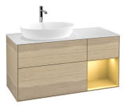 Тумба під раковину Villeroy & Boch Finion 120х50,1 см із підсвічуванням МДФ шпон дуба/скло біле матове G811HFPC
