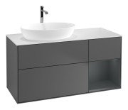 Тумба під раковину Villeroy & Boch Finion 120х50,1 см із підсвічуванням МДФ антрацит матовий лак/скло біле матове G811HGGK