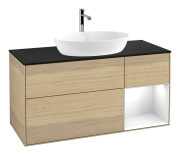 Тумба под раковину Villeroy & Boch Finion 120х50,1 см с подсветкой МДФ шпон дуба/стекло черное матовое F832GFPC