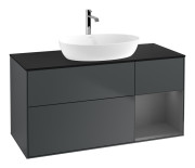 Тумба под раковину Villeroy & Boch Finion 120х50,1 см с подсветкой МДФ темно-синий матовый лак/стекло черное матовое F832GKHG