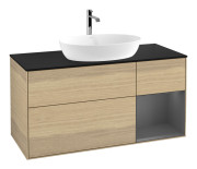 Тумба под раковину Villeroy & Boch Finion 120х50,1 см с подсветкой МДФ шпон дуба/стекло черное матовое F832GKPC