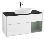 Тумба под раковину Villeroy & Boch Finion 120х50,1 см с подсветкой МДФ глянцевый белый лак/стекло черное матовое F832GMGF