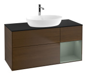 Тумба под раковину Villeroy & Boch Finion 120х50,1 см с подсветкой МДФ шпон грецкого ореха/стекло черное матовое F832GMGN