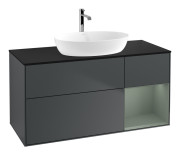 Тумба под раковину Villeroy & Boch Finion 120х50,1 см с подсветкой МДФ темно-синий матовый лак/стекло черное матовое F832GMHG