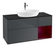 Тумба под раковину Villeroy & Boch Finion 120х50,1 см с подсветкой МДФ темно-синий матовый лак/стекло черное матовое F832HBHG