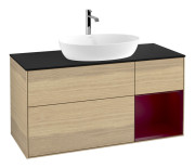 Тумба под раковину Villeroy & Boch Finion 120х50,1 см с подсветкой МДФ шпон дуба/стекло черное матовое F832HBPC