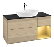 Тумба под раковину Villeroy & Boch Finion 120х50,1 см с подсветкой МДФ шпон дуба/стекло черное матовое F832HFPC