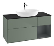 Тумба под раковину Villeroy & Boch Finion 120х50,1 см с подсветкой МДФ оливковый матовый лак/стекло черное матовое F832HGGM