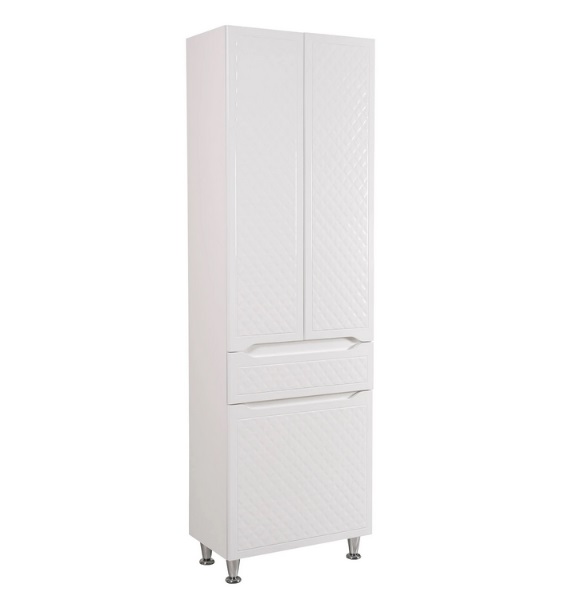 Пенал для ванной Аквародос Родорс напольный 60х32,5х195 см с корзиной ДСП/МДФ белый АР000001183