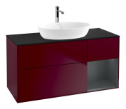 Тумба под раковину Villeroy & Boch Finion 120х50,1 см с подсветкой МДФ пион матовый лак/стекло черное матовое F832HGHB