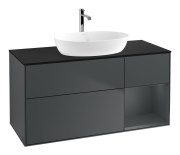 Тумба под раковину Villeroy & Boch Finion 120х50,1 см с подсветкой МДФ темно-синий матовый лак/стекло черное матовое F832HGHG