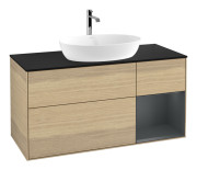 Тумба под раковину Villeroy & Boch Finion 120х50,1 см с подсветкой МДФ шпон дуба/стекло черное матовое F832HGPC