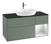 Тумба под раковину Villeroy & Boch Finion 120х50,1 см с подсветкой МДФ оливковый матовый лак/стекло черное матовое F832MTGM