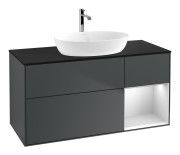 Тумба под раковину Villeroy & Boch Finion 120х50,1 см с подсветкой МДФ темно-синий матовый лак/стекло черное матовое F832MTHG