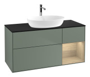 Тумба под раковину Villeroy & Boch Finion 120х50,1 см с подсветкой МДФ оливковый матовый лак/стекло черное матовое F832PCGM