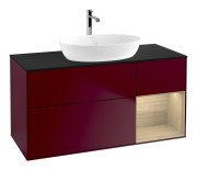 Тумба под раковину Villeroy & Boch Finion 120х50,1 см с подсветкой МДФ пион матовый лак/стекло черное матовое F832PCHB