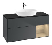 Тумба под раковину Villeroy & Boch Finion 120х50,1 см с подсветкой МДФ темно-синий матовый лак/стекло черное матовое F832PCHG