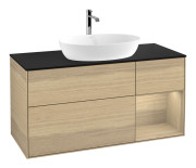 Тумба под раковину Villeroy & Boch Finion 120х50,1 см с подсветкой МДФ шпон дуба/стекло черное матовое F832PCPC