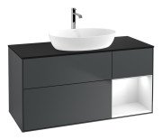 Тумба під раковину Villeroy & Boch Finion 120х50,1 см із підсвічуванням МДФ темно-синій матовий лак/скло чорне матове F832GFHG