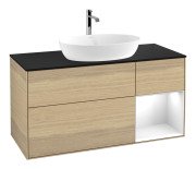 Тумба під раковину Villeroy & Boch Finion 120х50,1 см з підсвічуванням МДФ шпон дуба/скло чорне матове F832GFPC