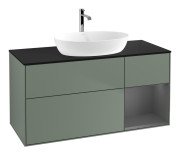 Тумба під раковину Villeroy & Boch Finion 120х50,1 см із підсвічуванням МДФ оливковий матовий лак/скло чорне матове F832GKGM